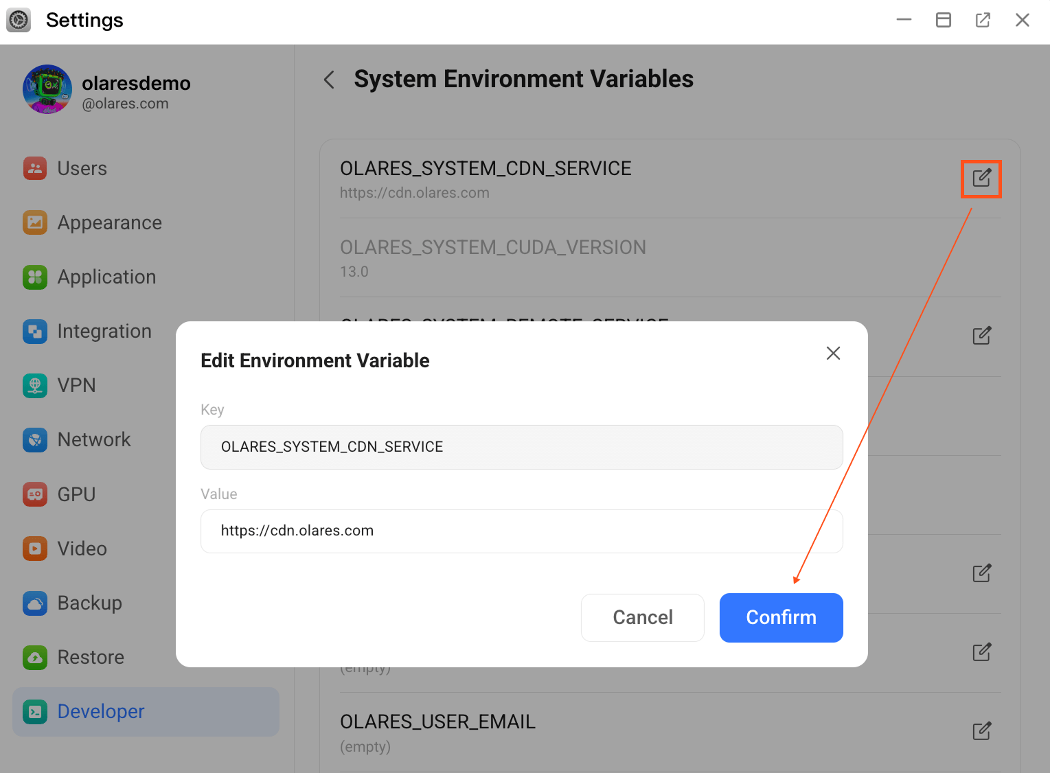 Set Sys Env Var