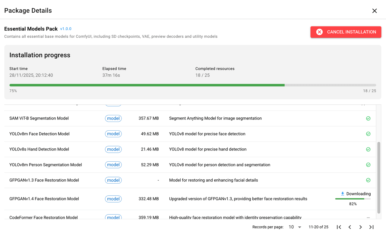 Download progress