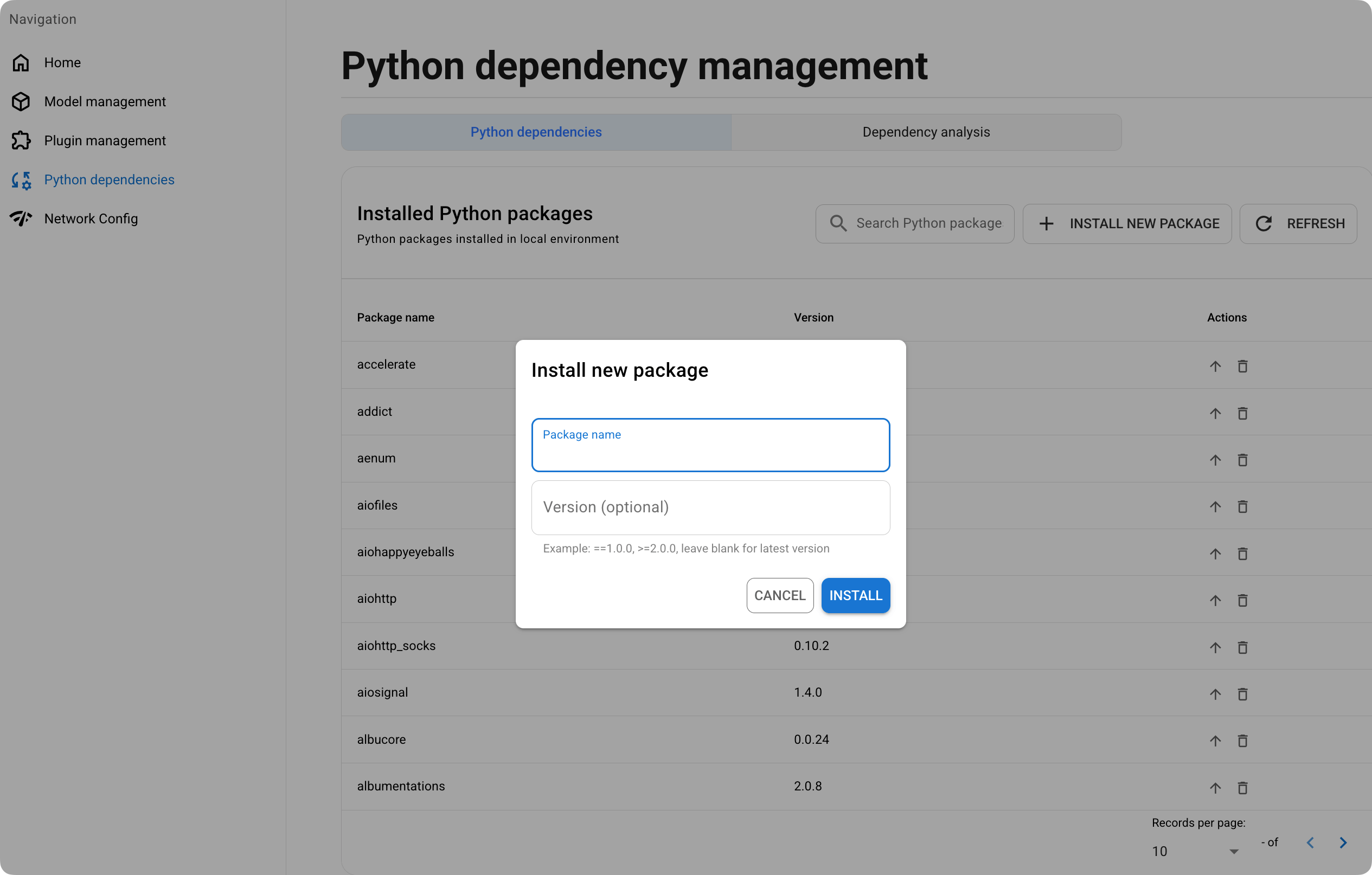 Install new package