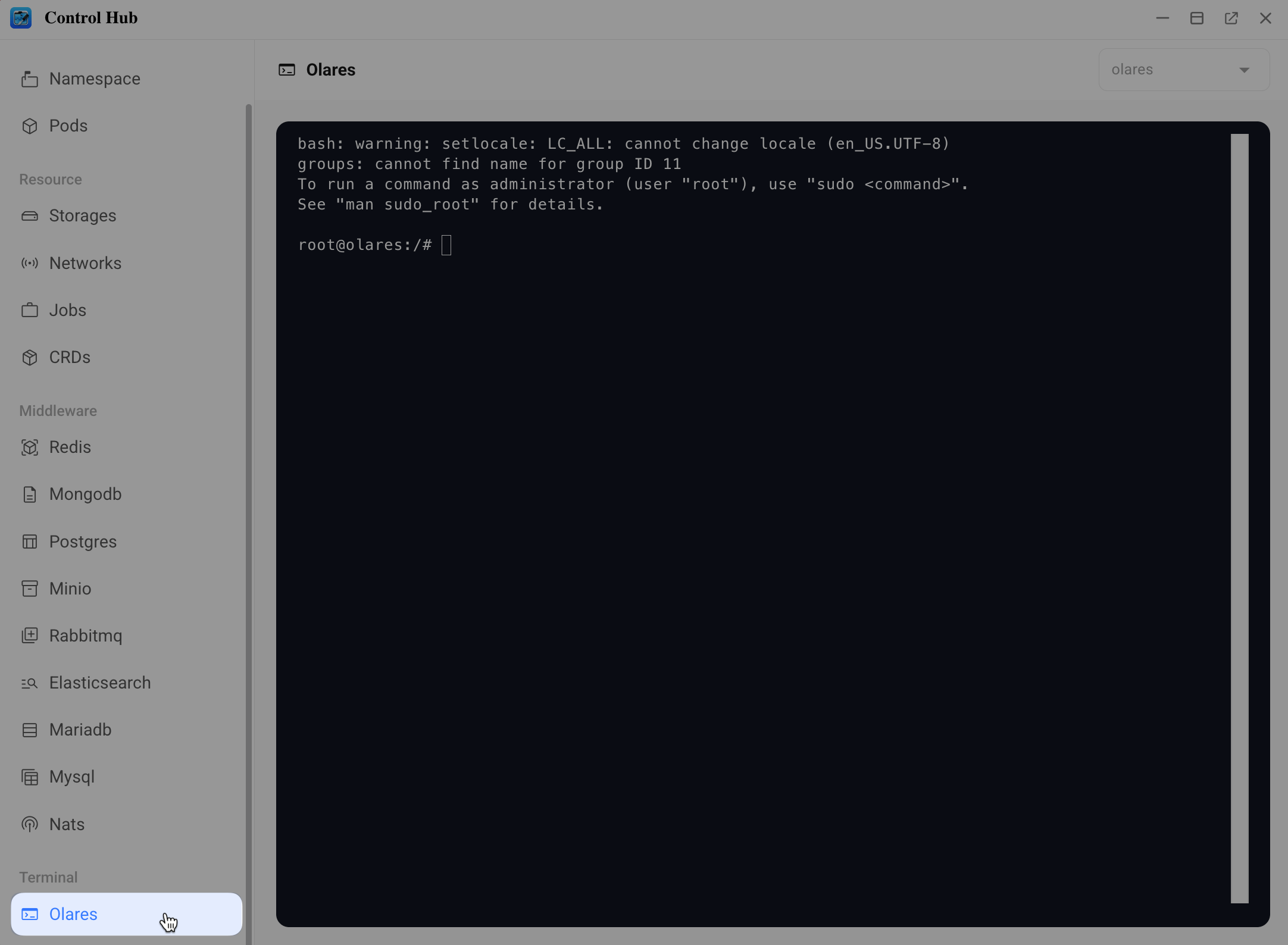 Open terminal