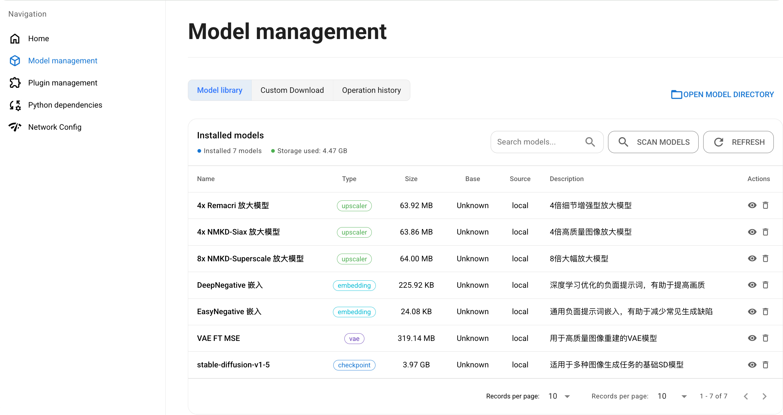 Delete a model