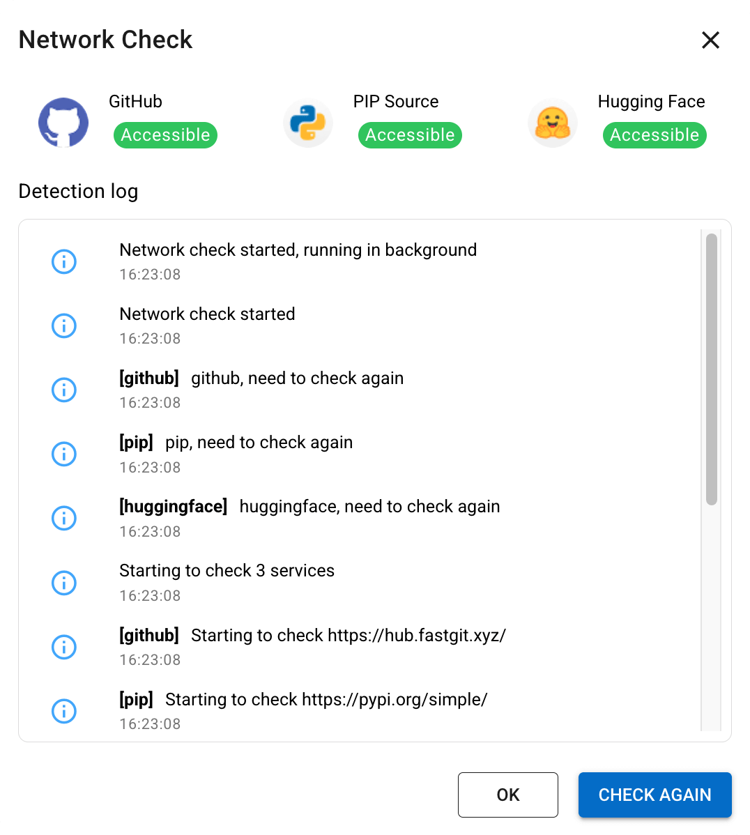 Network recheck