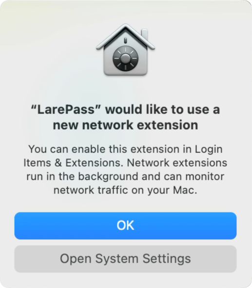 添加 LarePass 网络扩展的提示