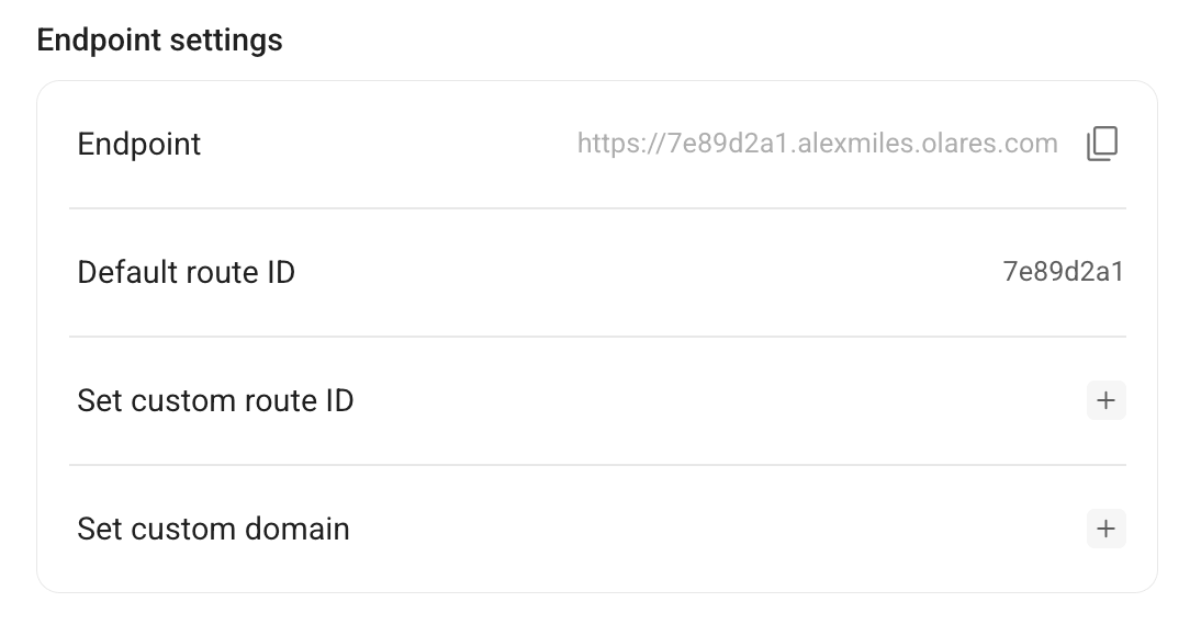 Endpoint settings panel