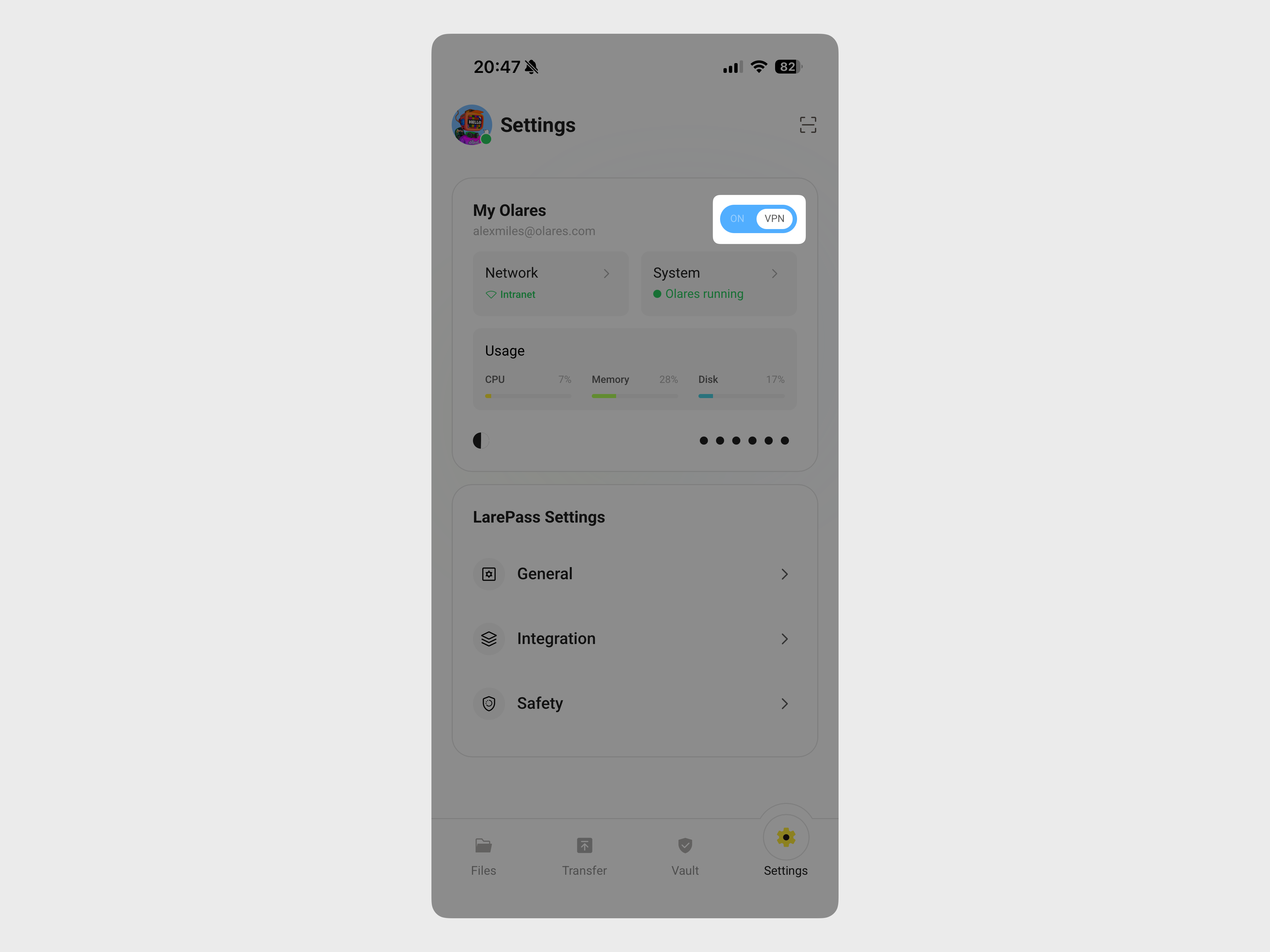 Enable LarePass VPN