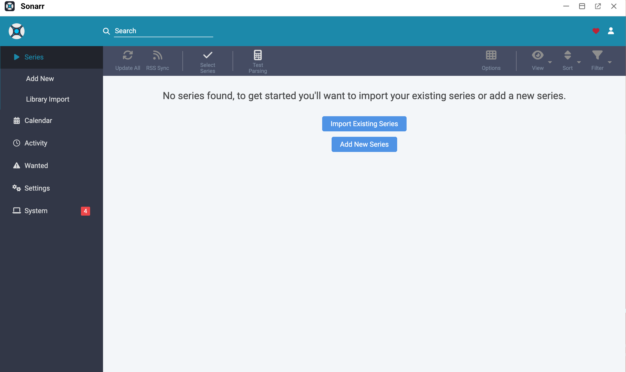Sonarr landing page