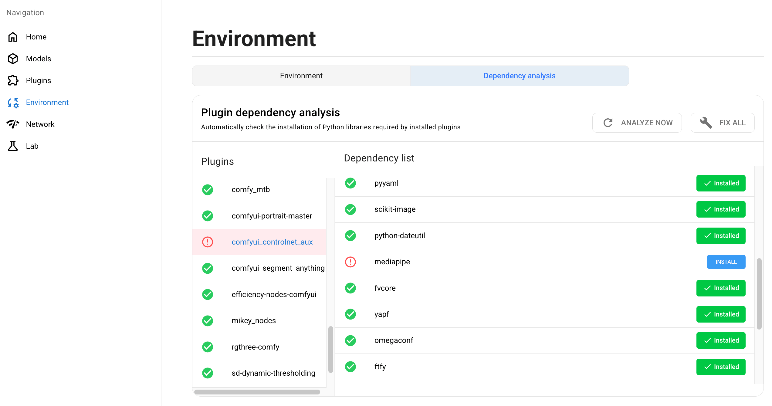 Analyze dependencies