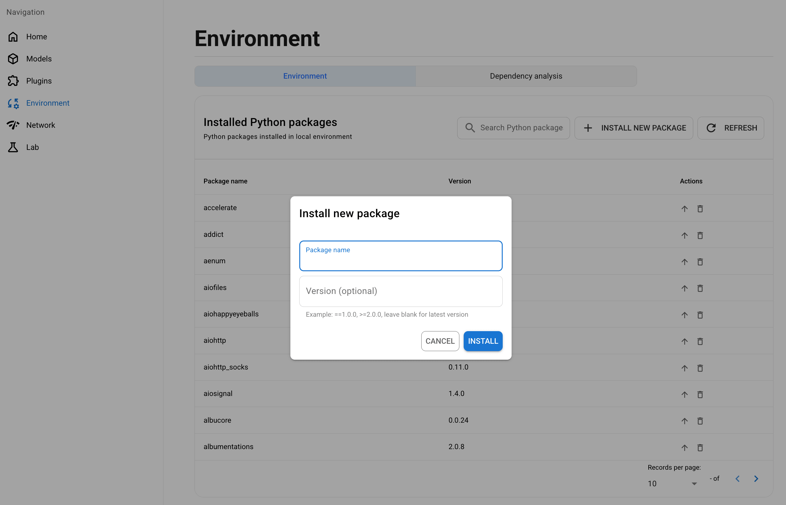 Install new package