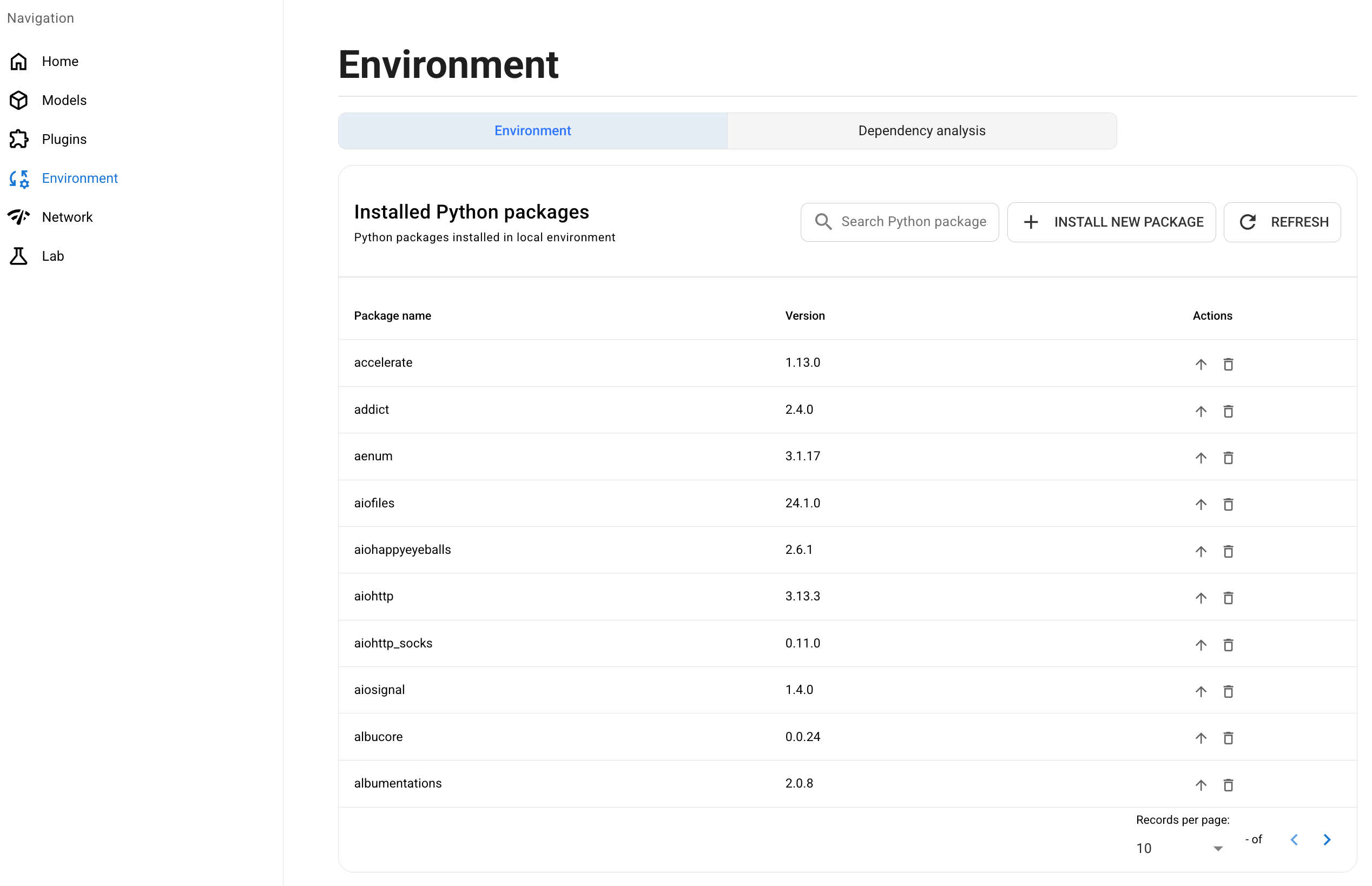 Manage installed packages
