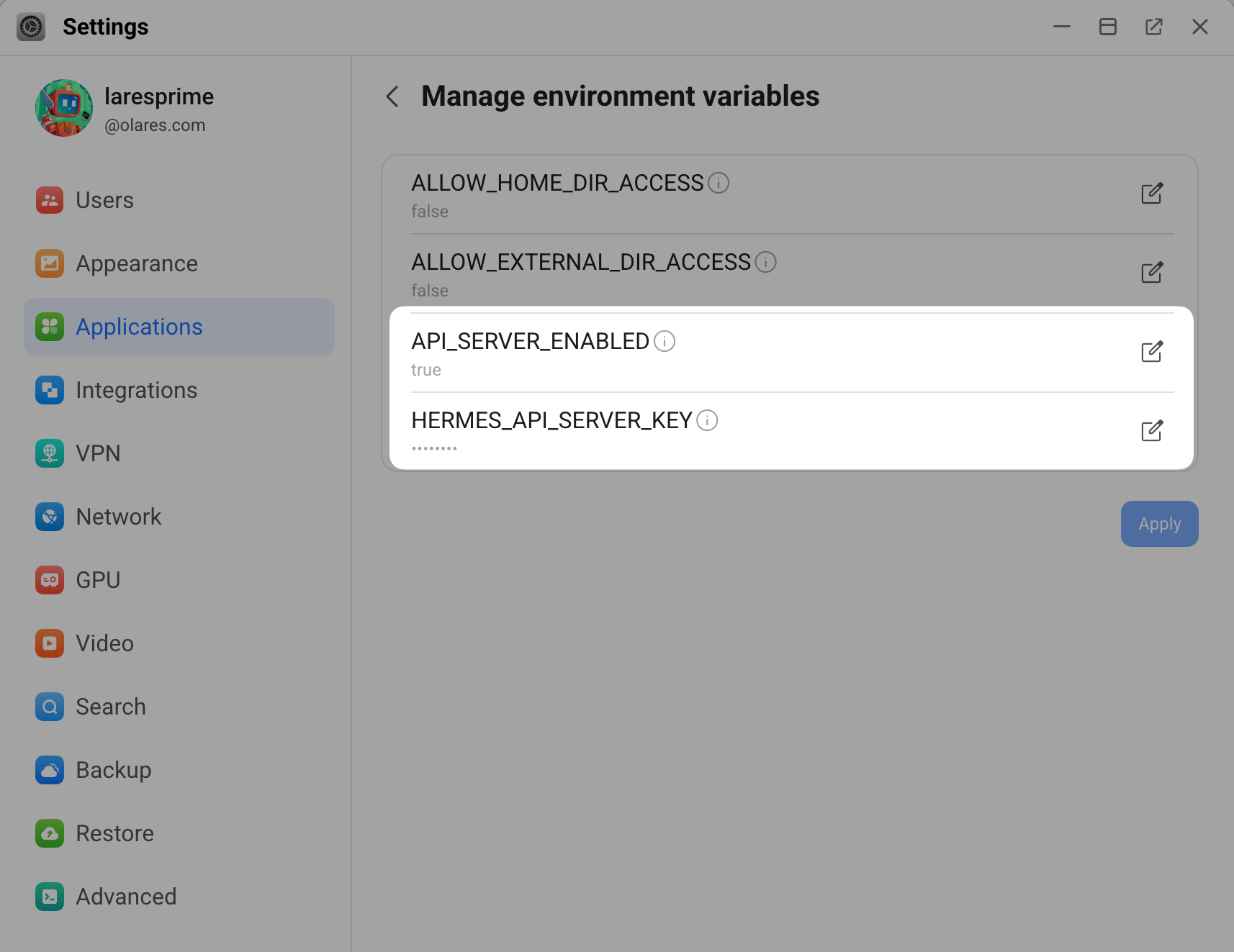 Hermes Agent environment variables