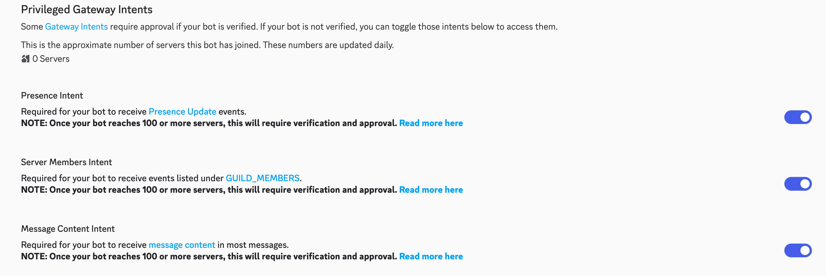 Privileged gateway intents