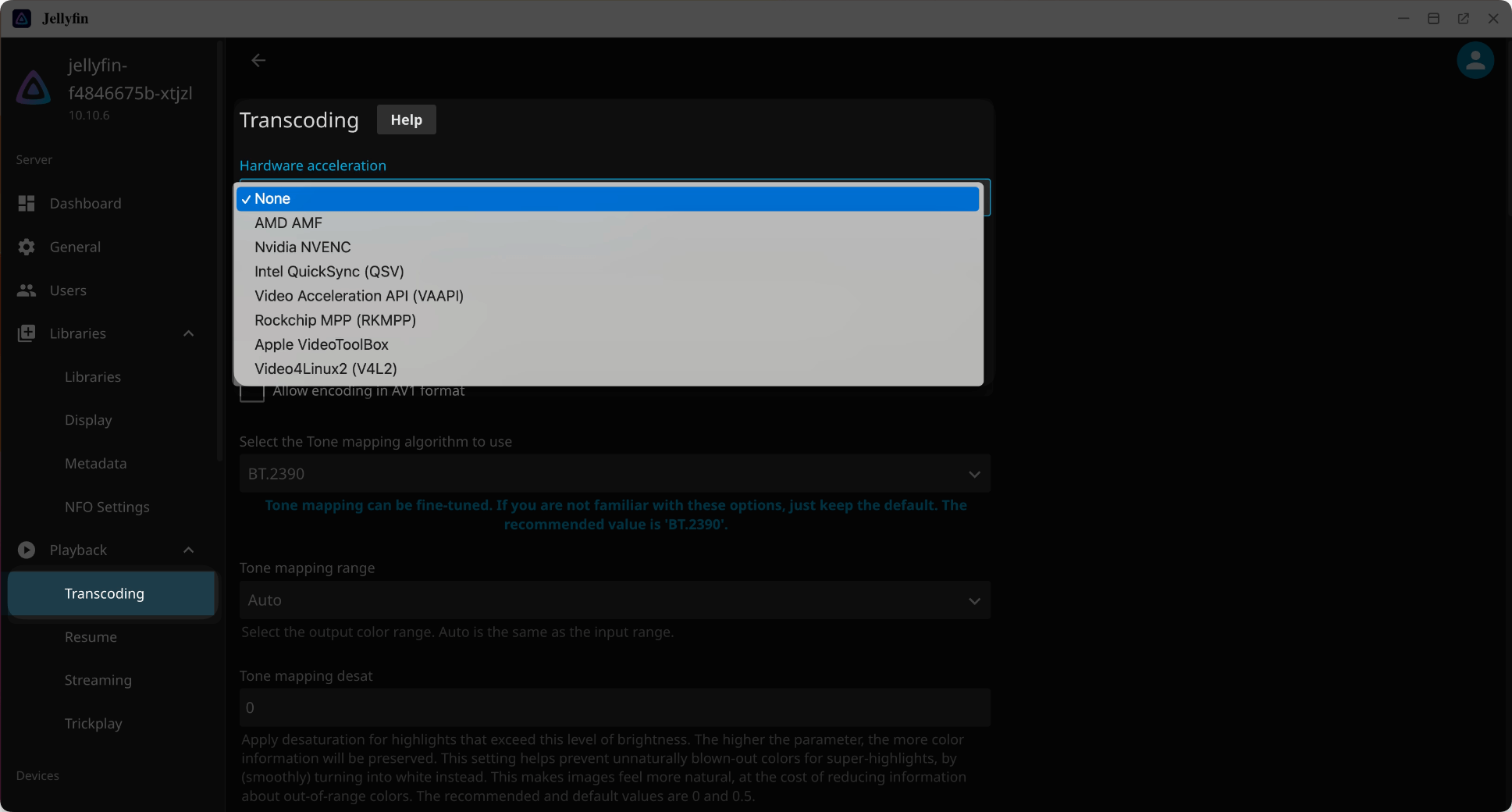 Enable transcoding