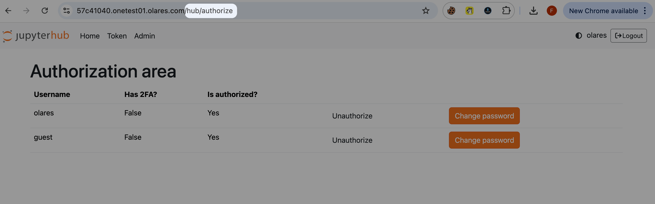 Authorize page