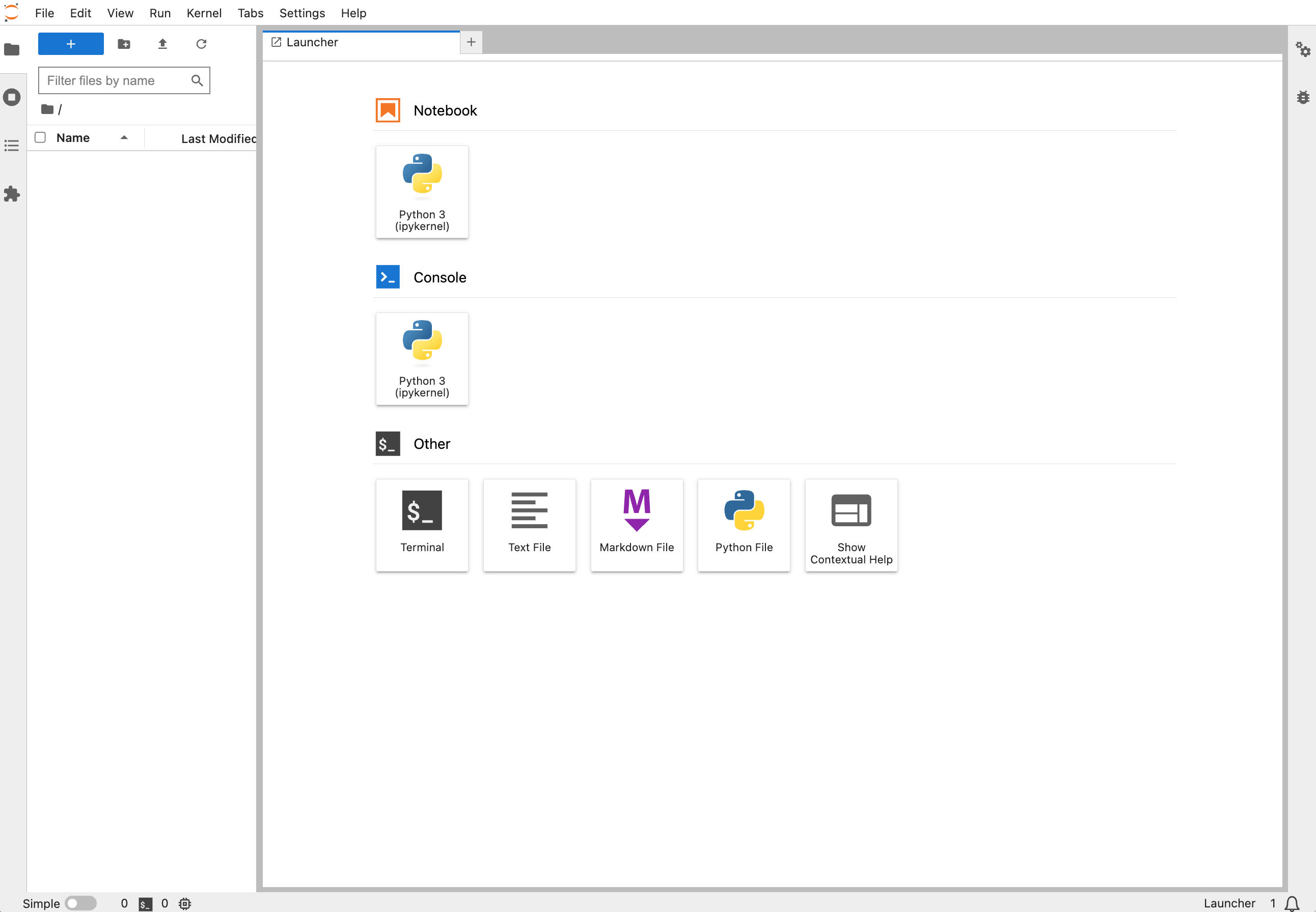 JupyterLab launcher
