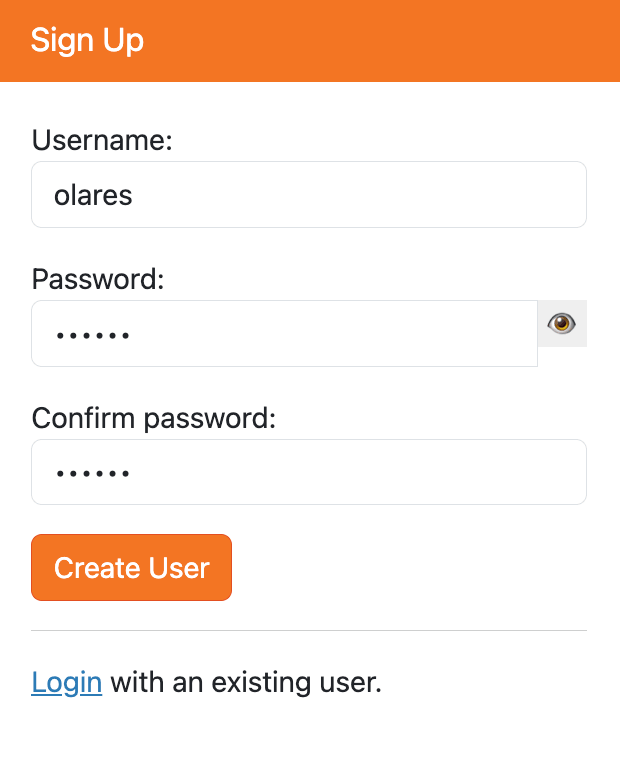 JupyterHub sign-up page