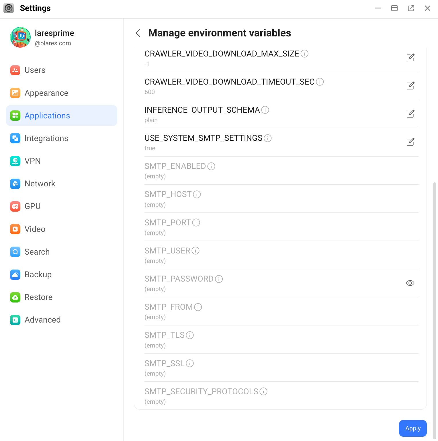 Manage Karakeep environment variables