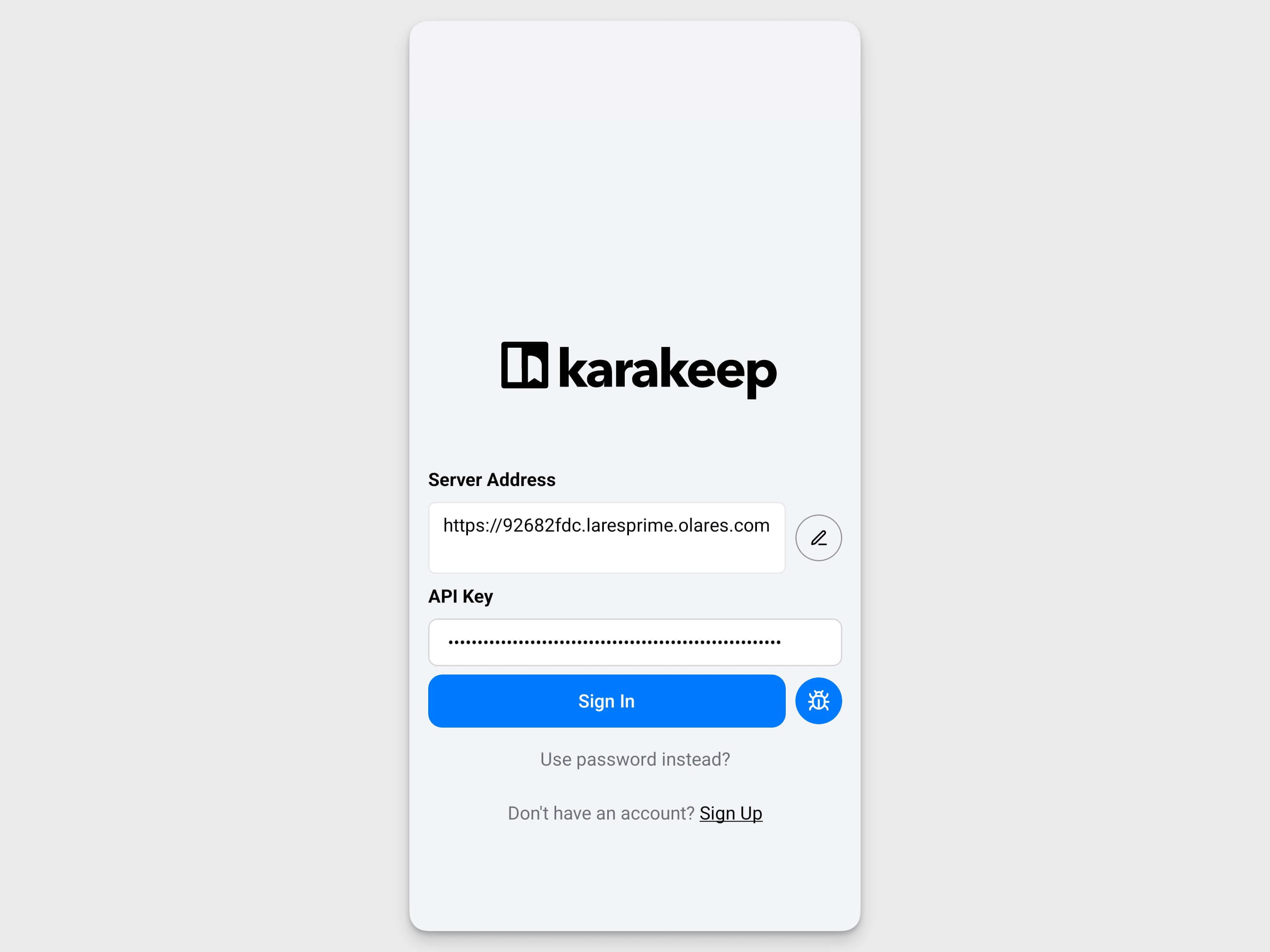 Karakeep mobile sign-in