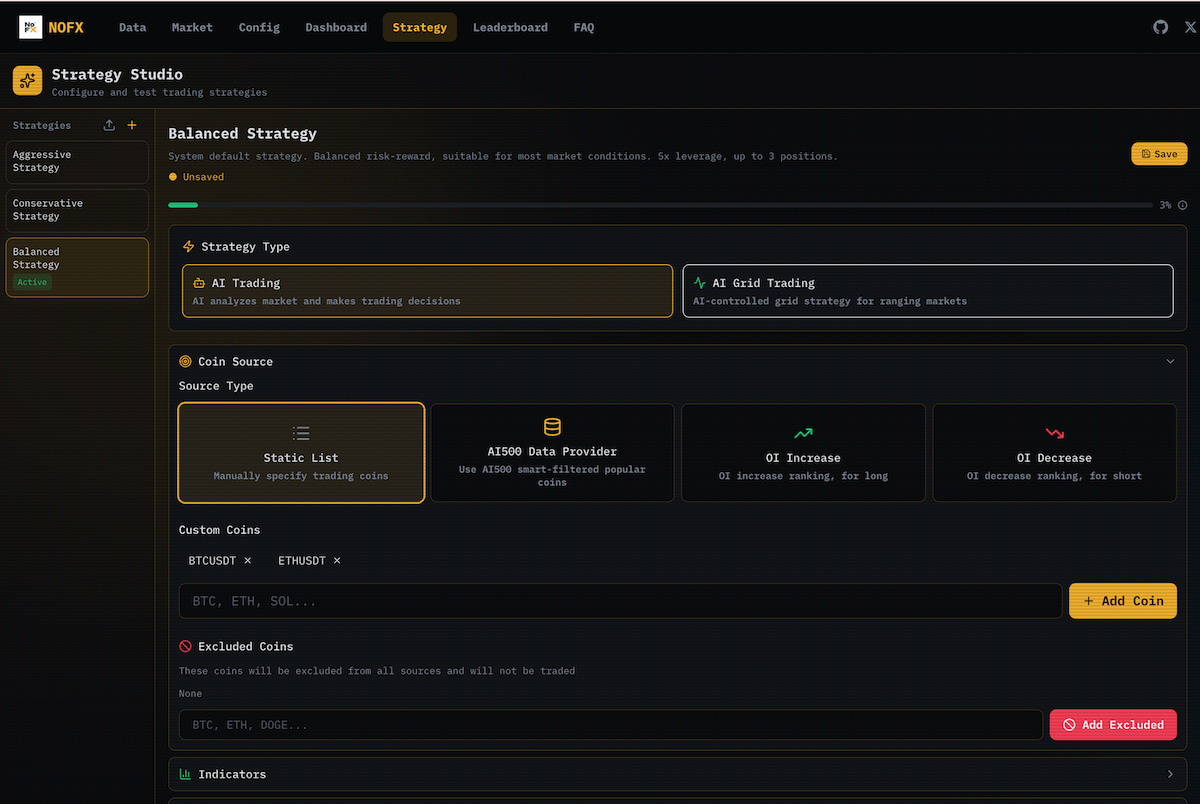 Strategy config