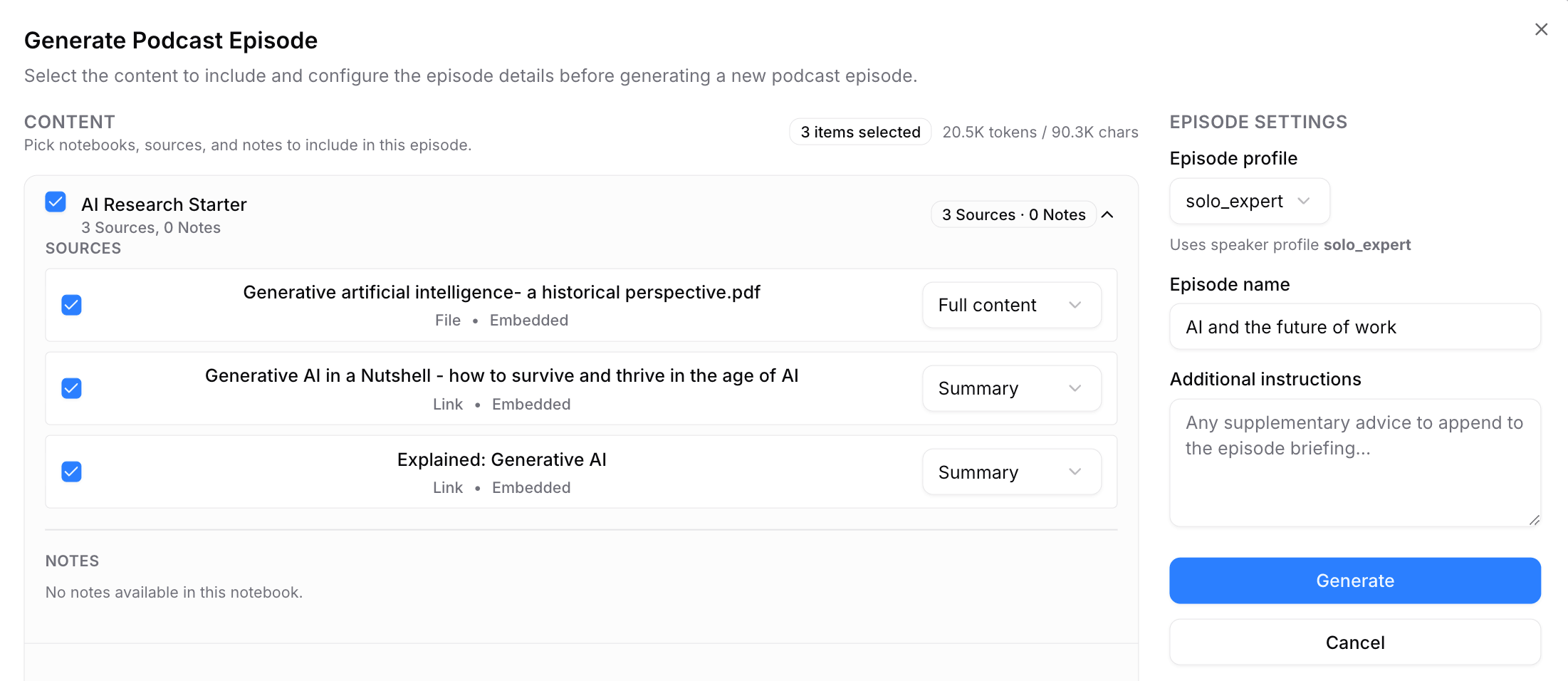 Generate podcast