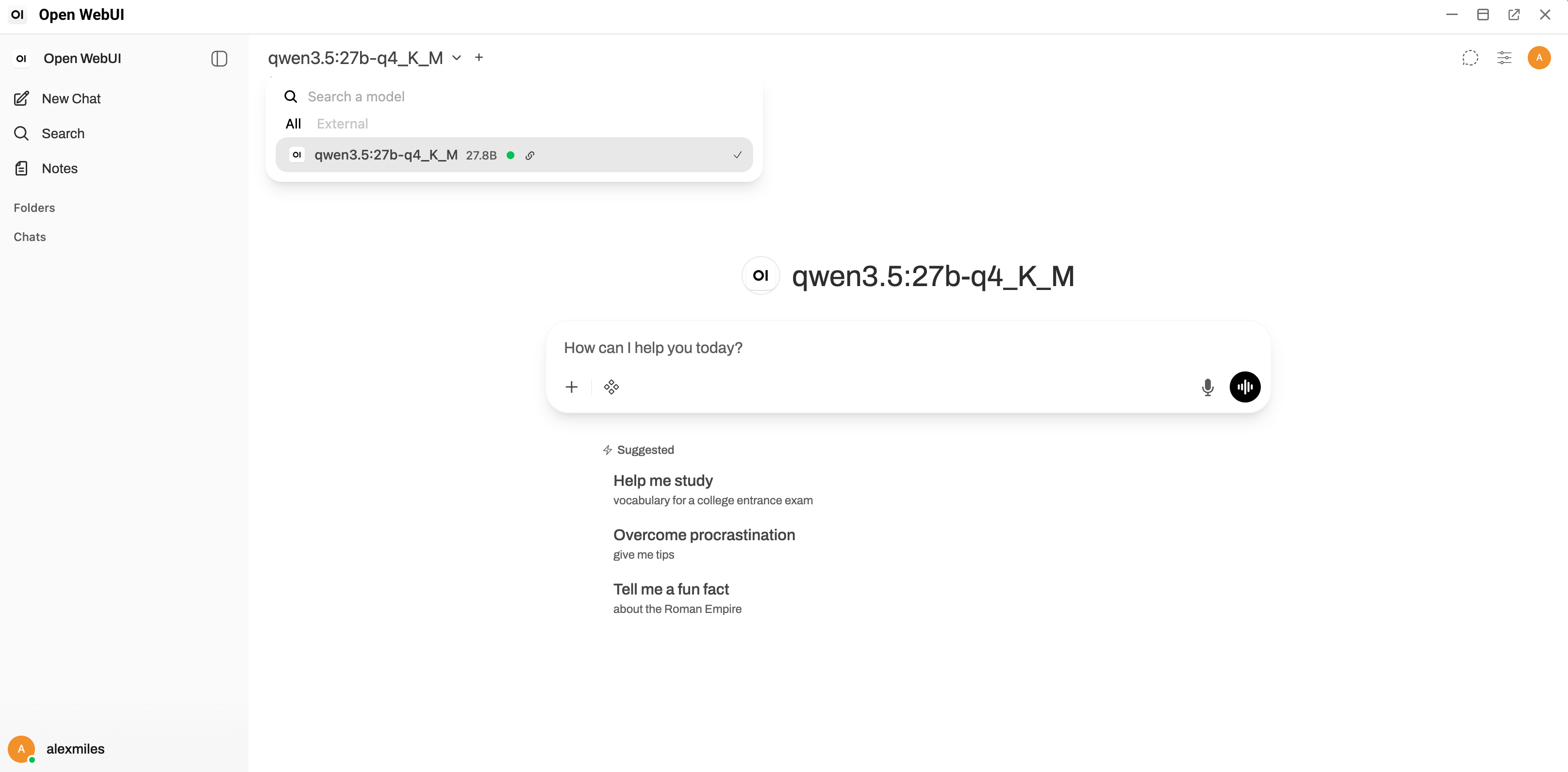 User model dropdown