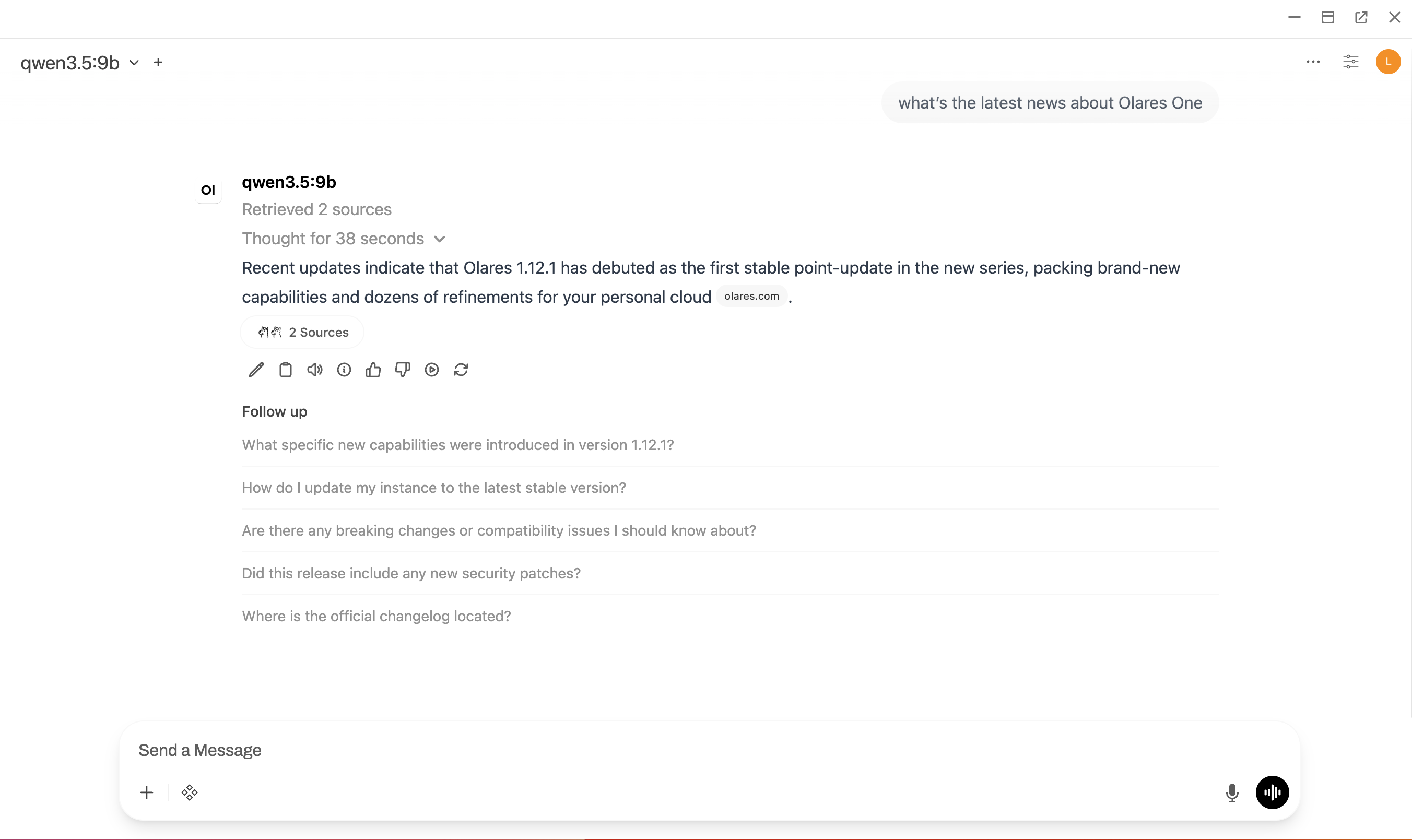 Web search results in Open WebUI