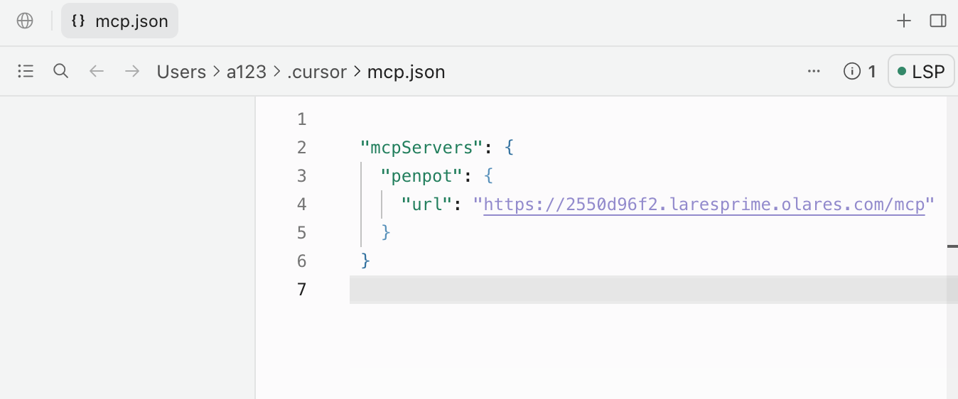 Configure Penpot MCP in Cursor