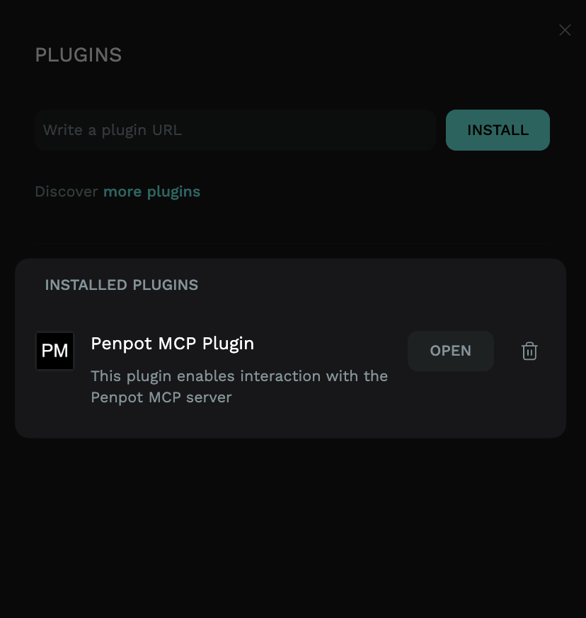 Penpot MCP plugin installed