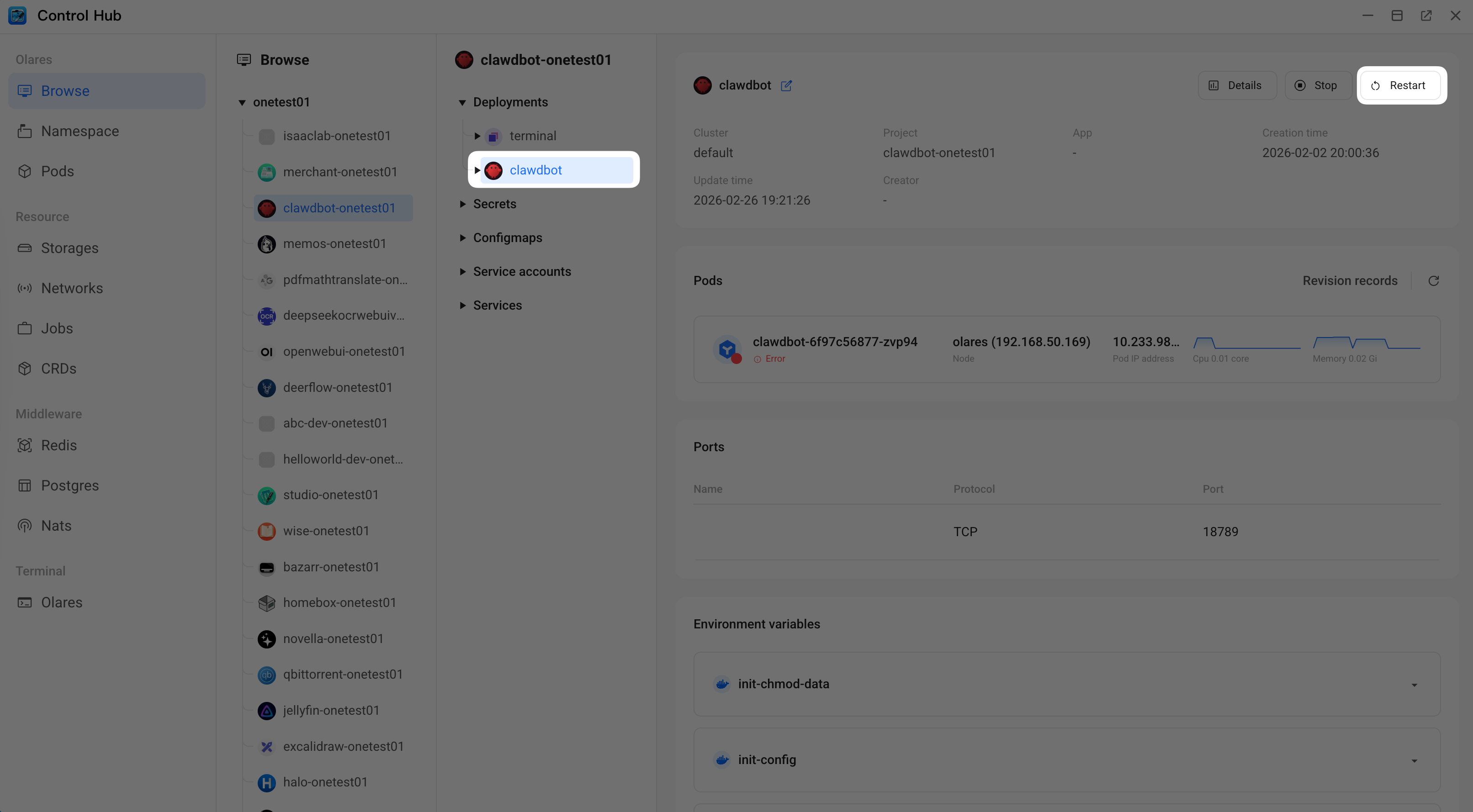 Restart OpenClaw
