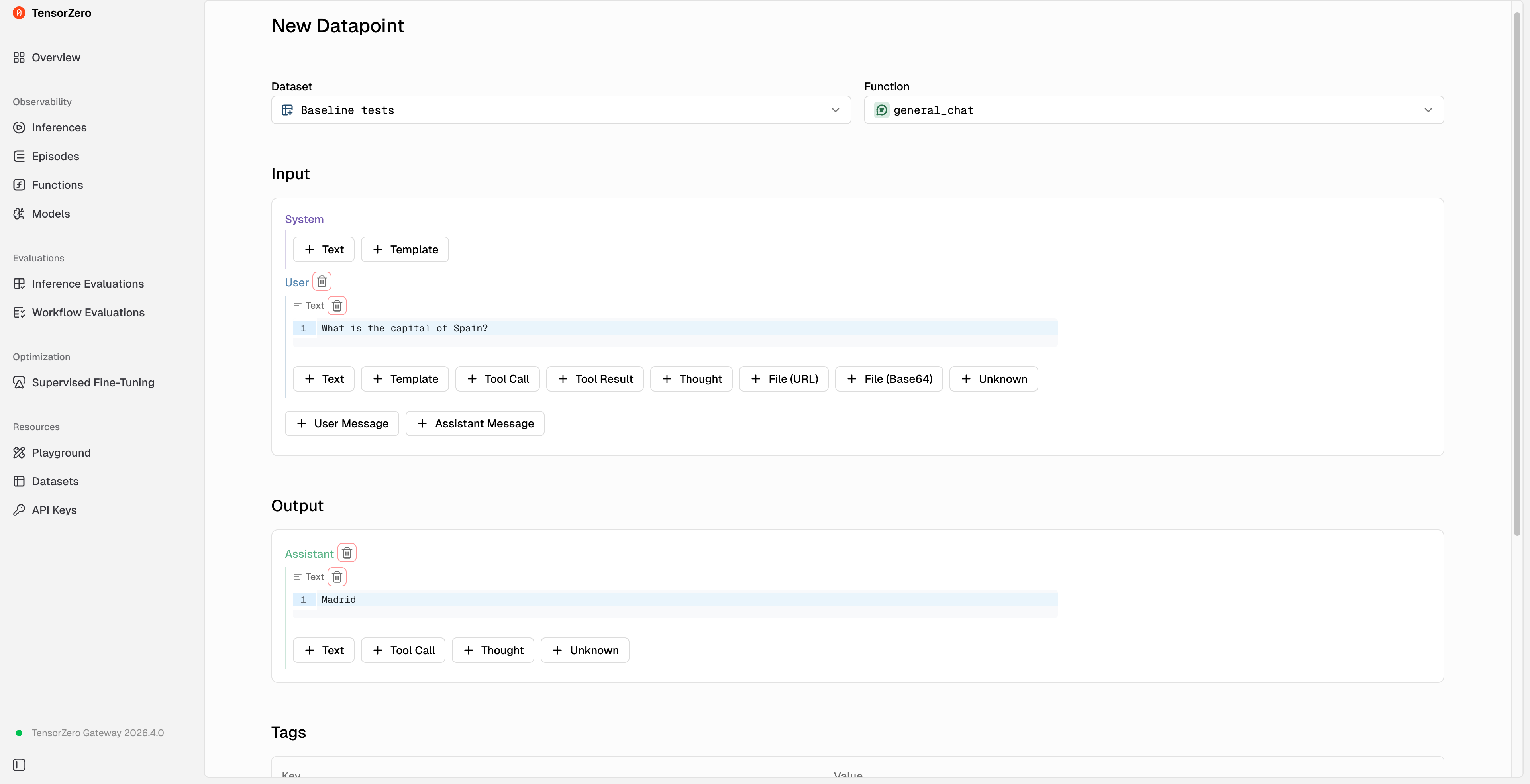 Create a new datapoint
