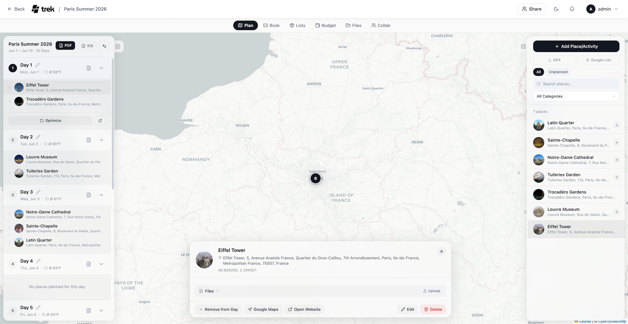 Itinerary view
