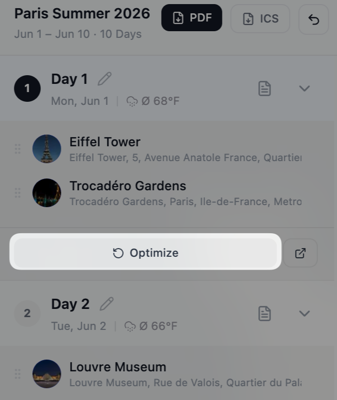 Optimize route