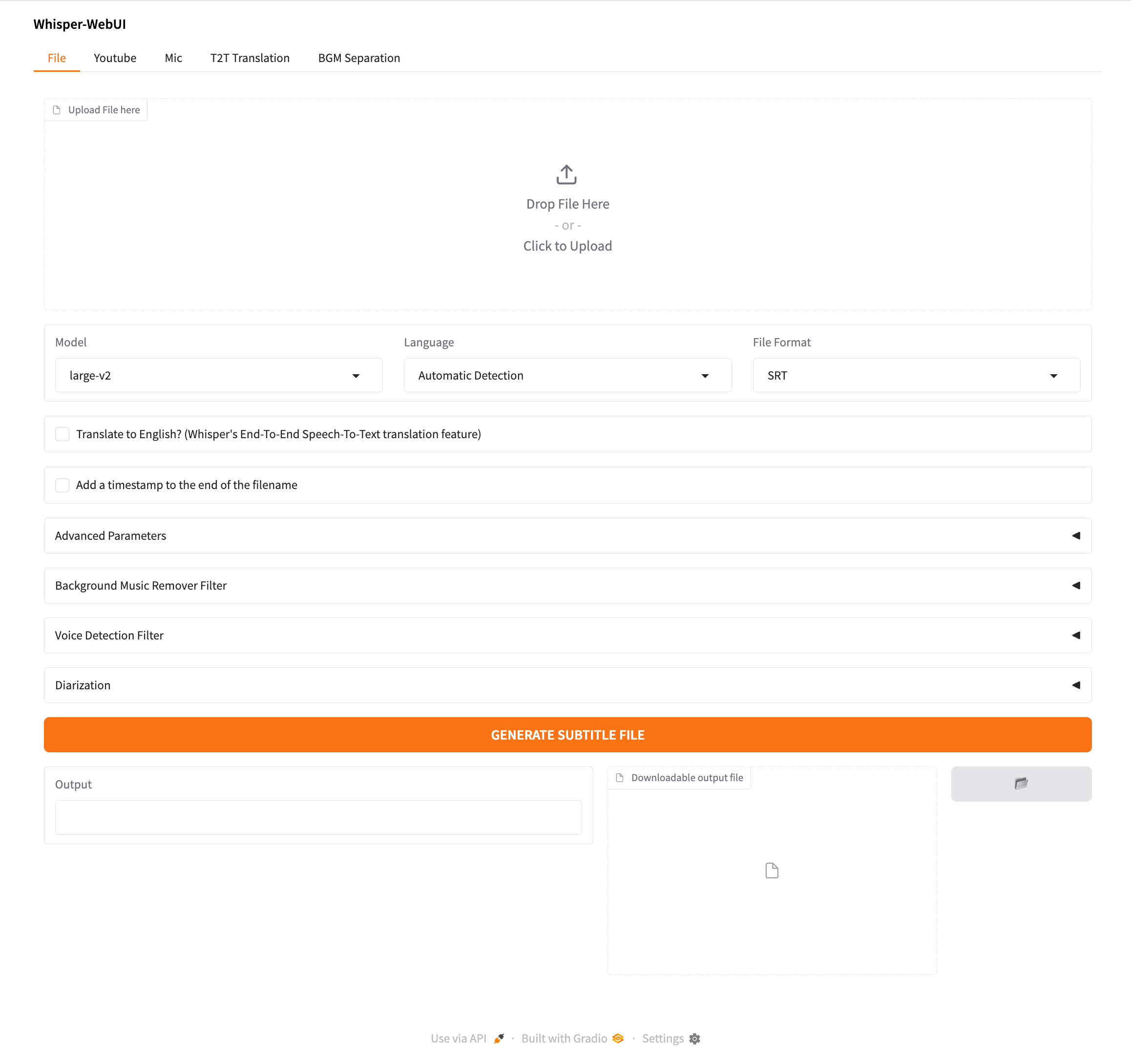 Whisper-WebUI interface