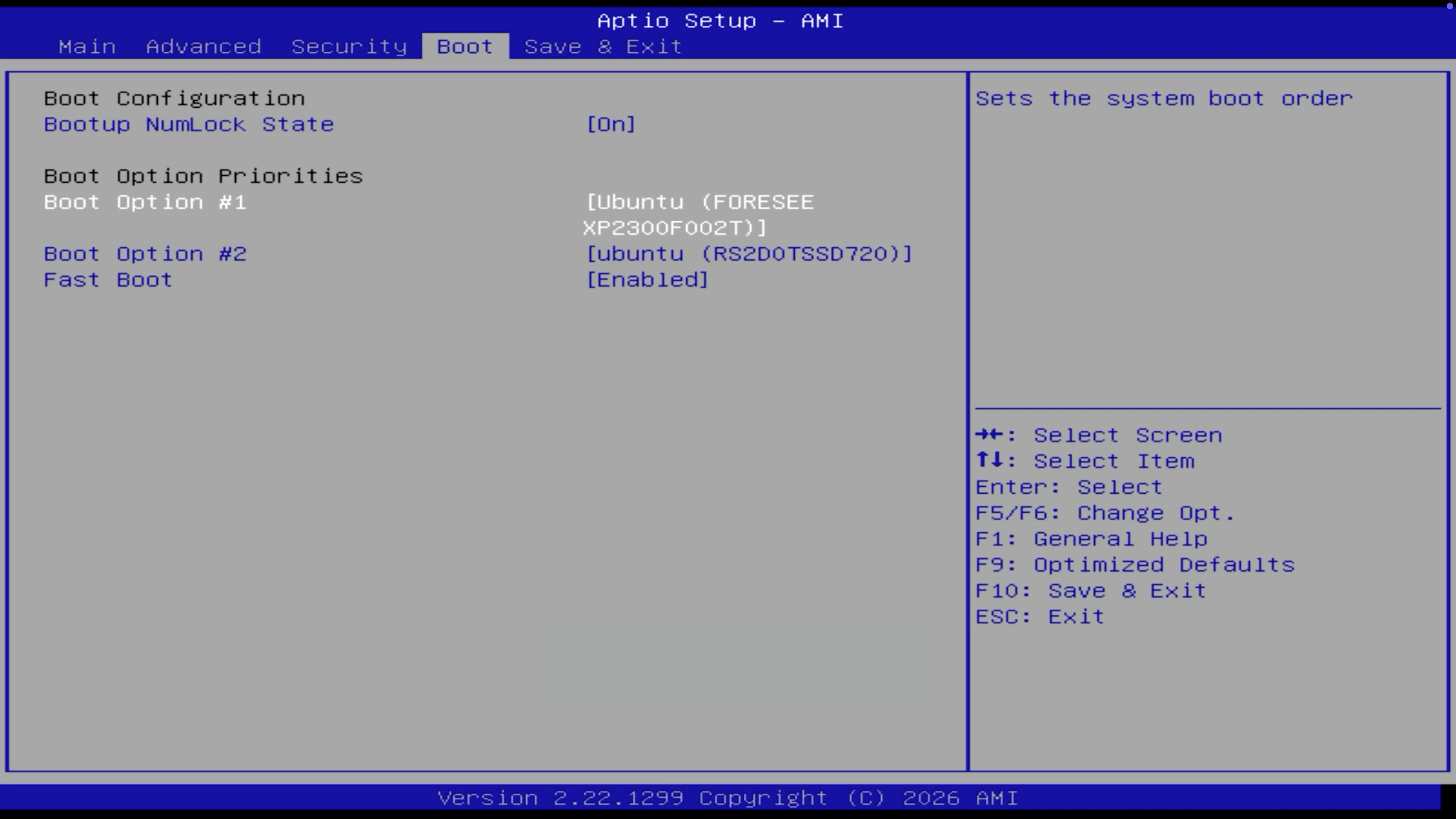 Modify boot order in BIOS