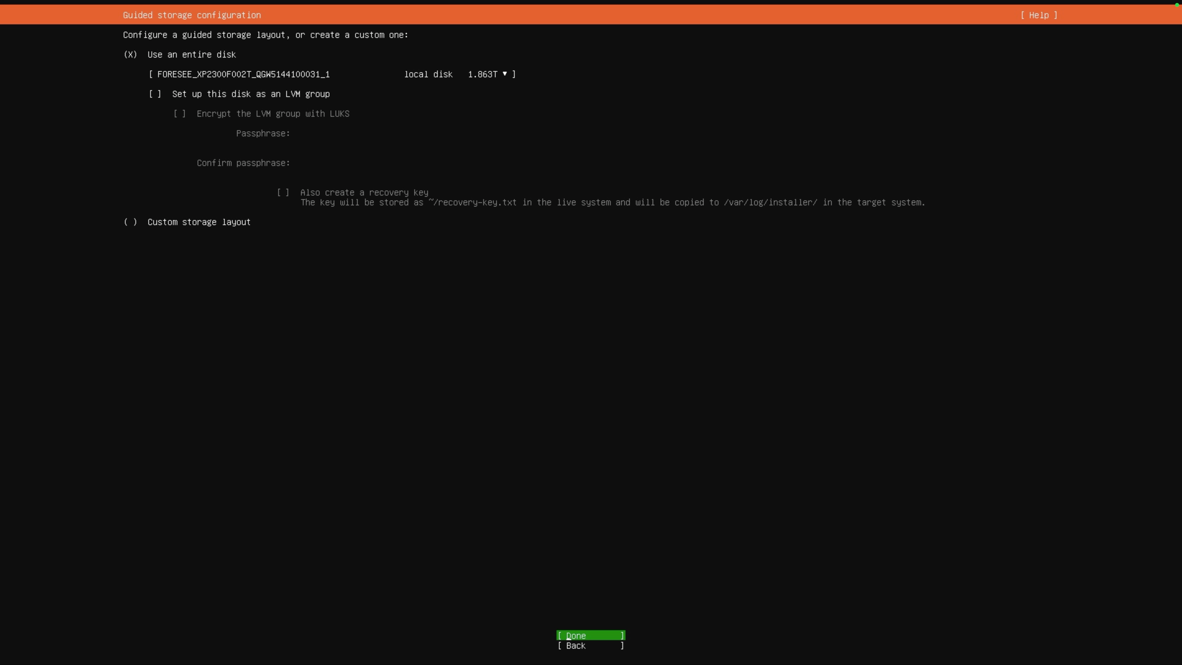 Ubuntu guided storage configuration